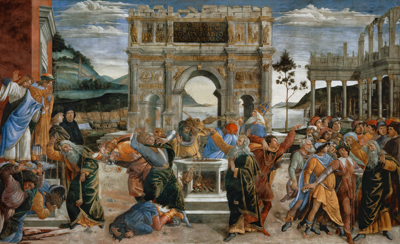 Aufruhr gegen das Gesetz des Moses van Sandro Botticelli