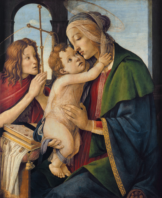 Madonna met kind en de jonge Johannes van Sandro Botticelli
