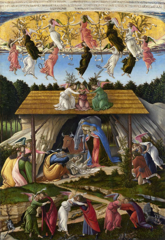 Mystic Nativity (and detail 22824) van Sandro Botticelli