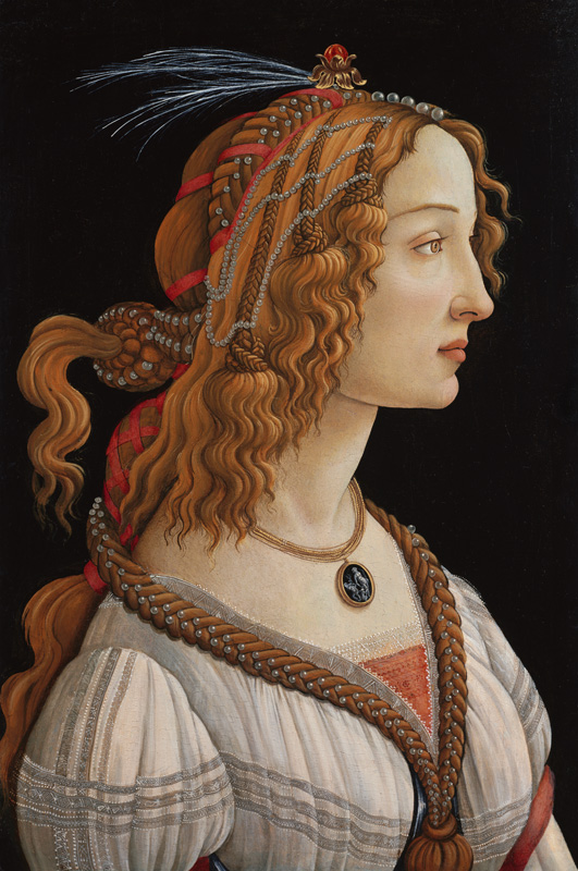 Idealised Portrait of a Lady (Portrait of Simonetta Vespucci as Nymph) van Sandro Botticelli
