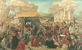 Die Anbetung der Hirten (unvollständig). van Sandro Botticelli