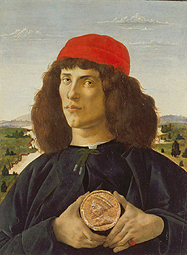 Bildnis eines Mannes mit einer Medaille von Cosimo dem Alten. van Sandro Botticelli