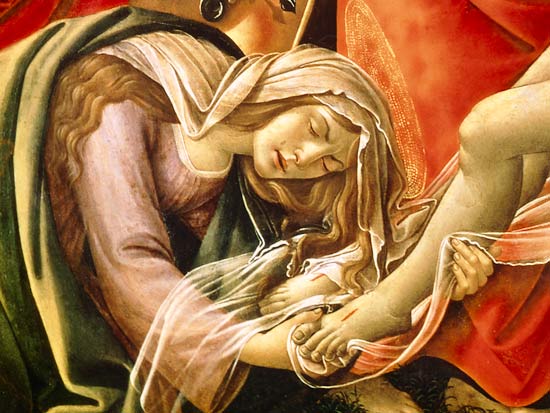 The Lamentation of Christ, detail of Mary Magdalene and the Feet of Christ van Sandro Botticelli