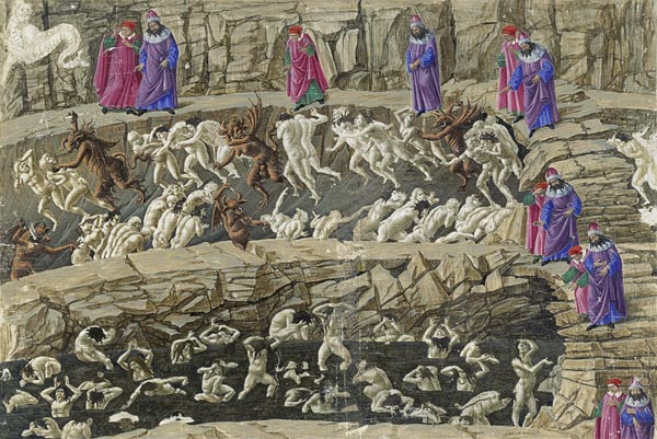 Illustration to the Divine Comedy by Dante Alighieri van Sandro Botticelli