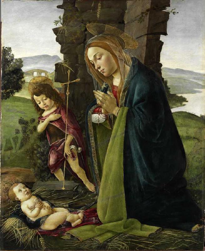 Maria, das Kind anbetend, mit Johannesknaben. van Sandro Botticelli