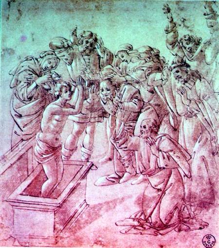The Raising of Lazarus (pen & ink with gouache) van Sandro Botticelli