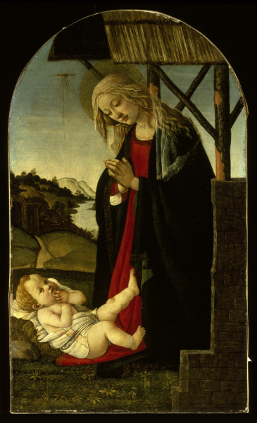 S.Botticelli, Madonna Adoring Christ. van Sandro Botticelli