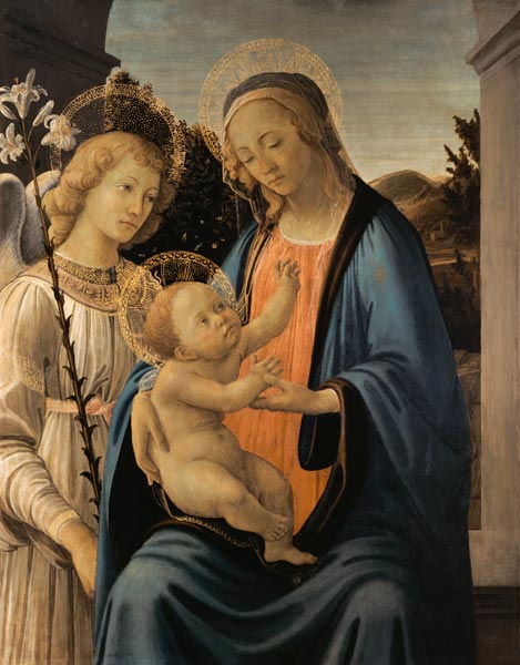 Madonna mit Kind und einem Engel. van Sandro (Werkstatt) Botticelli