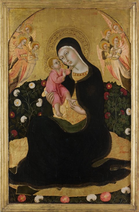 The Virgin and Child with Angels (Madonna of Humility) van Sano di Pietro