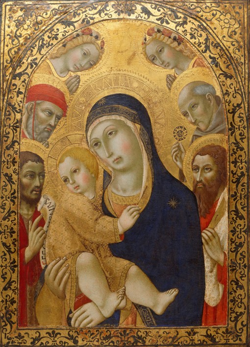 Madonna and Child with Saints Jerome, John the Baptist, Bernardino and Bartholomew van Sano di Pietro