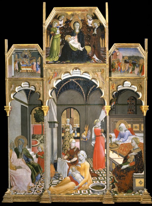 The Birth of the Virgin (Scenes from the Life of the Virgin) van Sano di Pietro