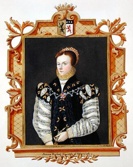 Portrait of Anne Russell (d.1604) Countess of Warwick from 'Memoirs of the Court of Queen Elizabeth' van Sarah Countess of Essex