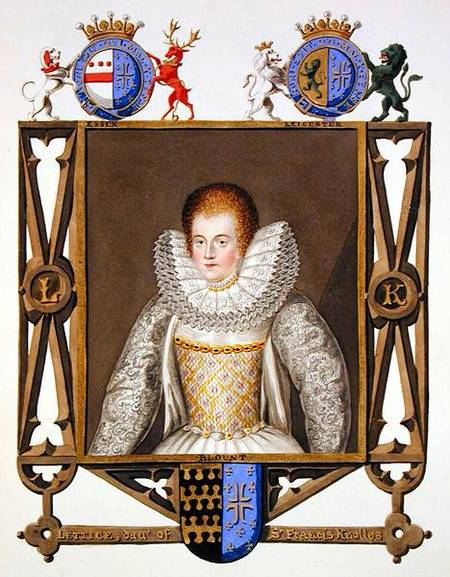 Portrait of Lettice Knollys (c.1541-1634) Daughter of Sir Francis Knollys from 'Memoirs of the Court van Sarah Countess of Essex