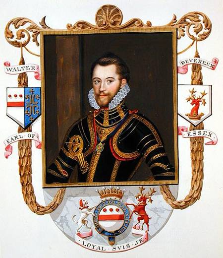 Portrait of Walter Devereux (1541-76) 1st Earl of Essex from 'Memoirs of the court of Queen Elizabet van Sarah Countess of Essex
