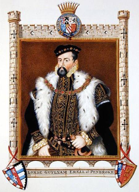 Portrait of William Herbert (c.1506-70) 1st Earl of Pembroke from 'Memoirs of the Court of Queen Eli van Sarah Countess of Essex