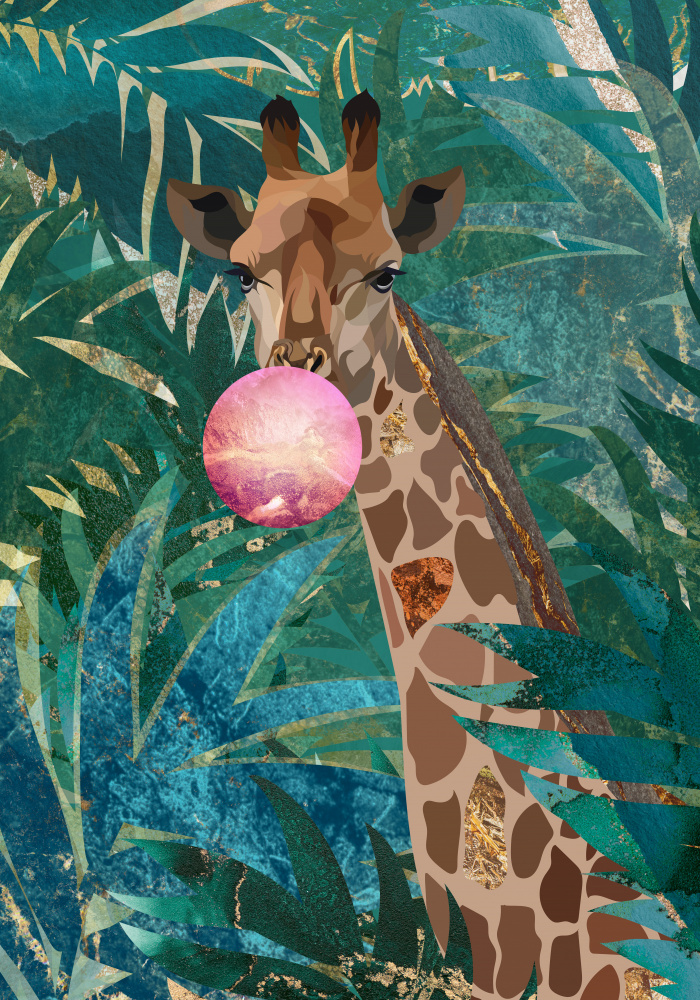 Bubblegum giraffe in the jungle van Sarah Manovski