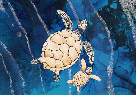 Landscape gold turtles ripples