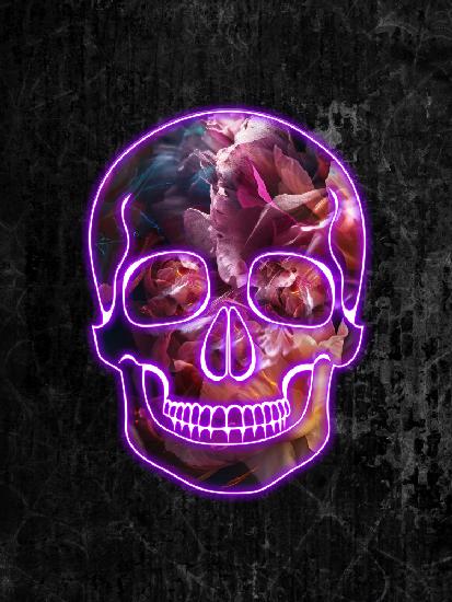 Neon Halloween Skull