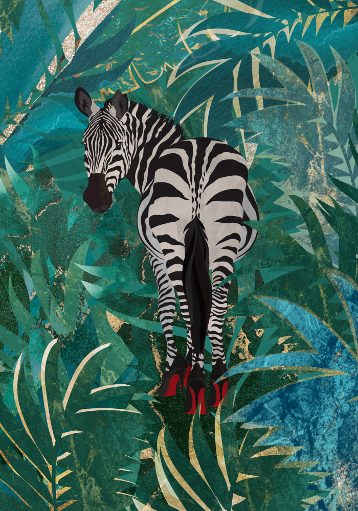 Zebra wearing heels in the jungle van Sarah Manovski