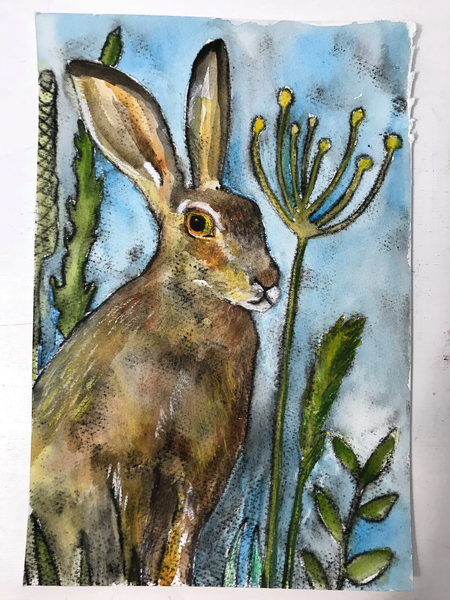 Hare with seed heads van Sarah Thompson-Engels