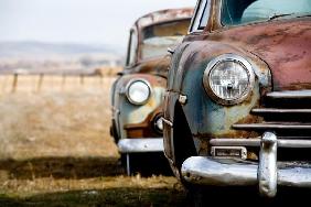 vintage cars abandoned in rural Wyoming