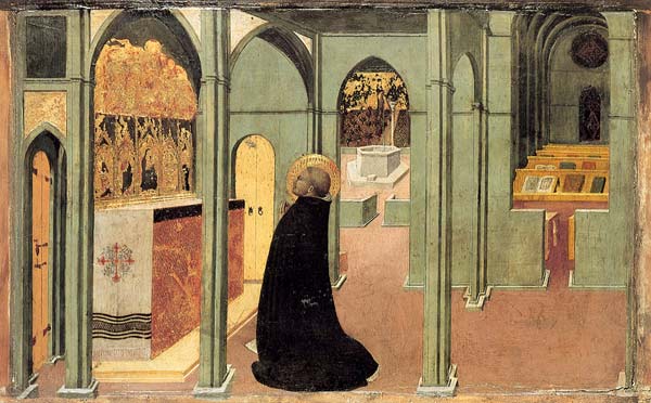 Saint Thomas Aquinas in Prayer van Sassetta