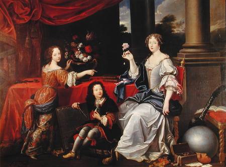Francois Louise de La Baume de Blanc (1644-1710) Duchess de La Valliere, with her Two Children, Fran van Schmitz