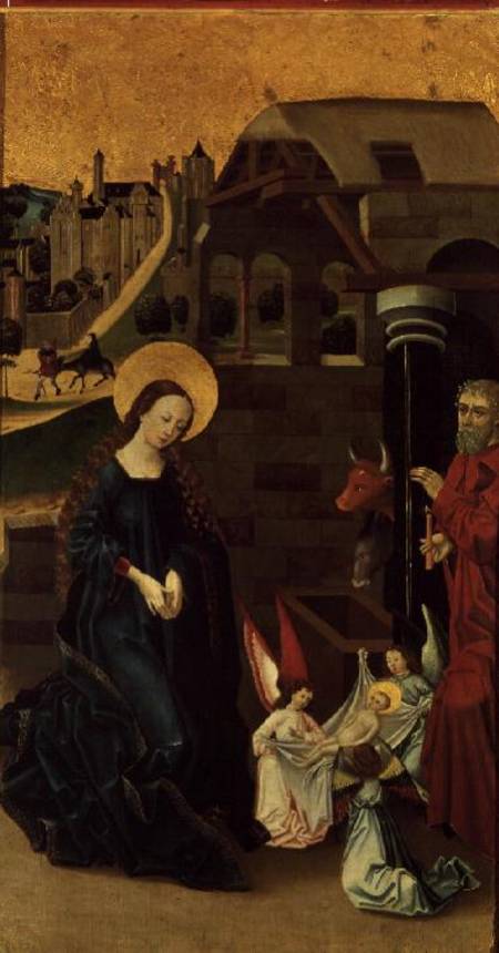 Adoration of the Infant Jesus (side panel of a Triptych) van Schwabian School
