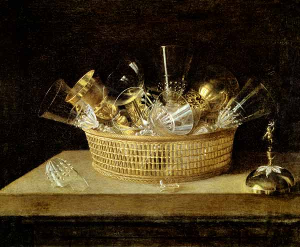 Still Life with a Basket of Glasses van Sebastian Stosskopf