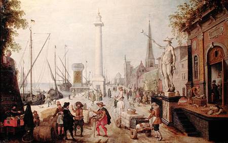 The Ancient Port of Antwerp van Sebastian Vrancx