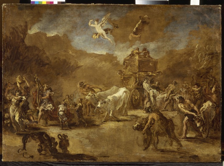 King David bearing the Ark of the Covenant into Jerusalem van Sebastiano Ricci