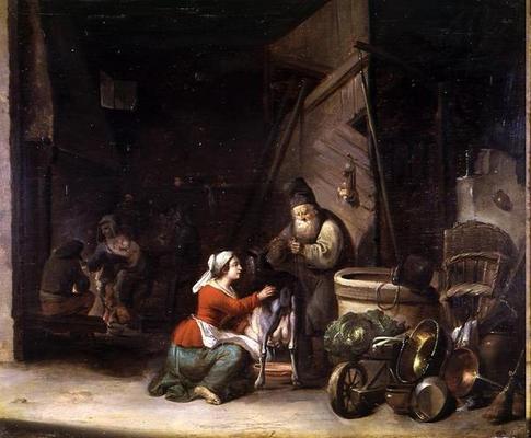 Rustic Interior (oil on canvas) van Sébastien Bourdon