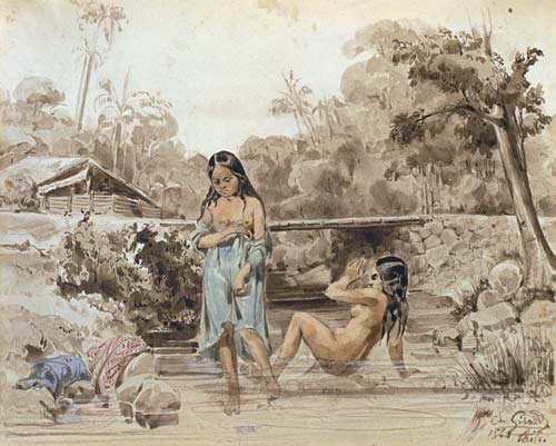 Tahitians Bathing van Sebastien-Charles Giraud
