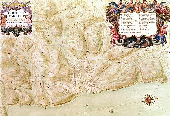 Ms 988 volume 3 fol.33 Map of the town and citadel of Bellisle, from the ''Atlas Louis XIV'', 1683-8 van Sebastien Le Prestre de Vauban