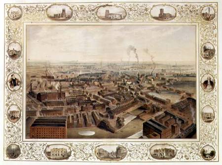 Bolton from Blinkhorn's Chimney with vignettes of Local Buildings van Selim Rothwell