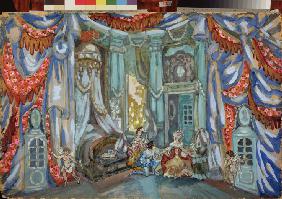 Stage design for the theatre play The Marriage of Figaro by P. de Beaumarchais