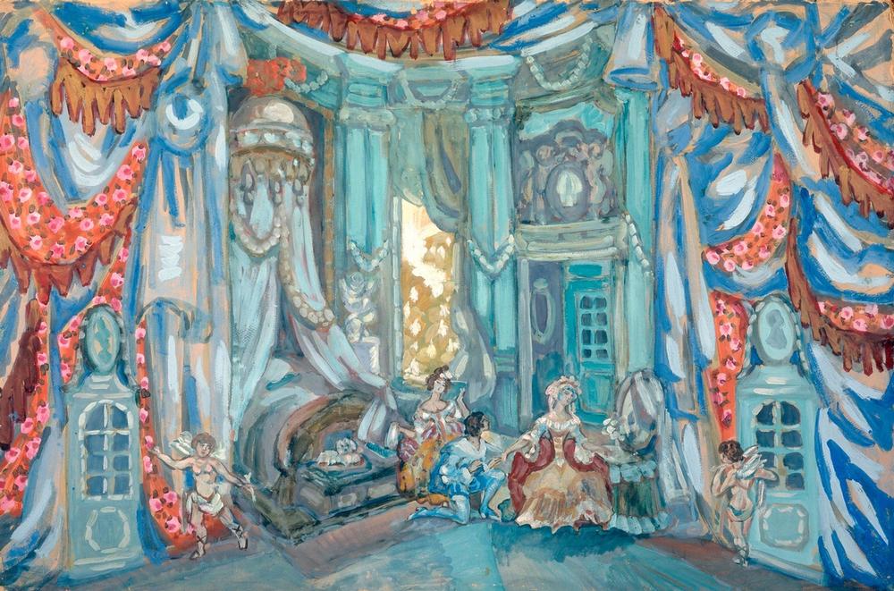 Figaros Hochzeit Bühnenbildentwurf van Sergei Jurijewitsch Sudeikin