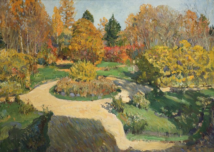 The Garden in Autumn van Sergej Arsenjewitsch Winogradow
