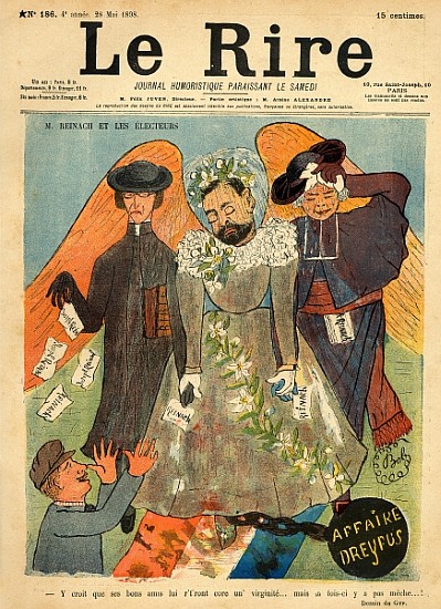 Caricature of Joseph Reinach, from the front cover of ''Le Rire'', 28th May 1898 van Sibylle-Gabrielle de Riquetti de (Gyp) Mirabeau