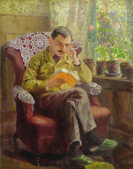 The Artists Brother Sitting by a Window van Arthur Siebelist