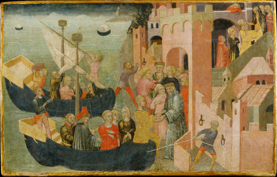 Arrival of Helen in Troy van Sieneser Meister um 1430