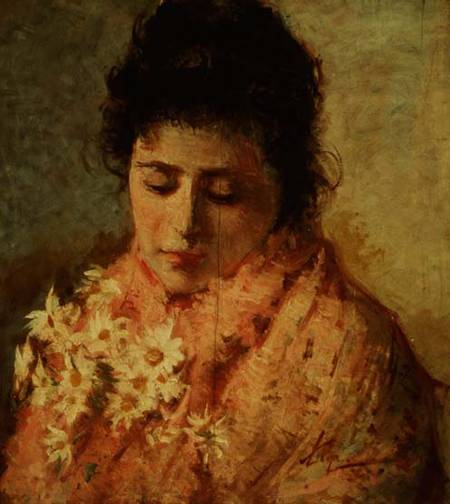 Portrait of a Woman (panel) van Silvestro Lega