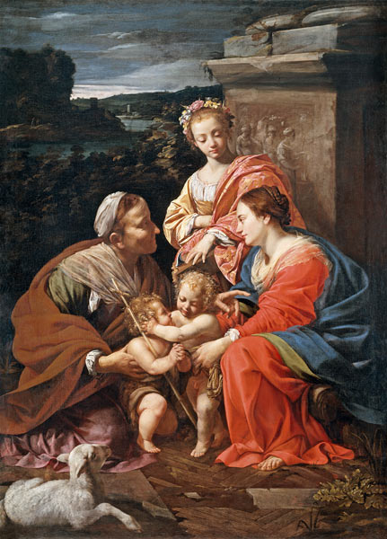 Virgin and child with John the Baptist as a Boy, Saint Elizabeth and Saint Catherine van Simon Vouet
