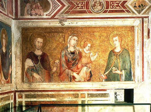 Madonna mit Kind und zwei Heiligen (aus dem Hause Anjou?) van Simone Martini