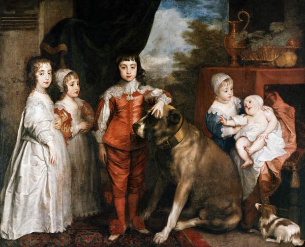 Die Kinder Karls I. von England van Sir Anthony van Dijck