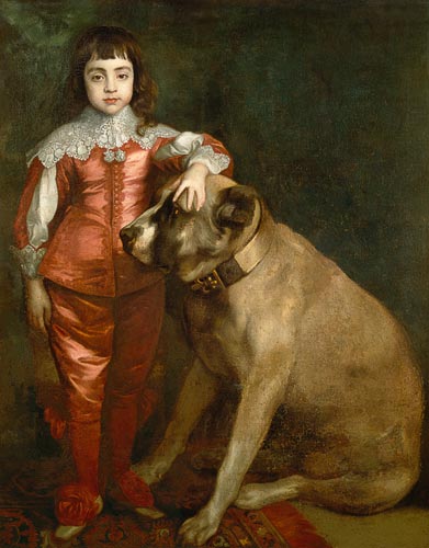 Full length portrait of Charles II as a boy with a mastiff van Sir Anthony van Dijck