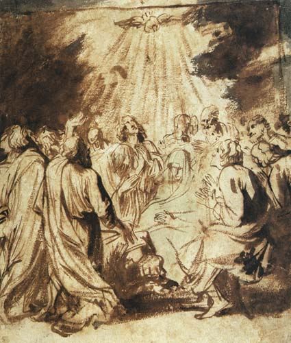 Die Ausgießung des heiligen Geistes auf die Apostel van Sir Anthony van Dijck
