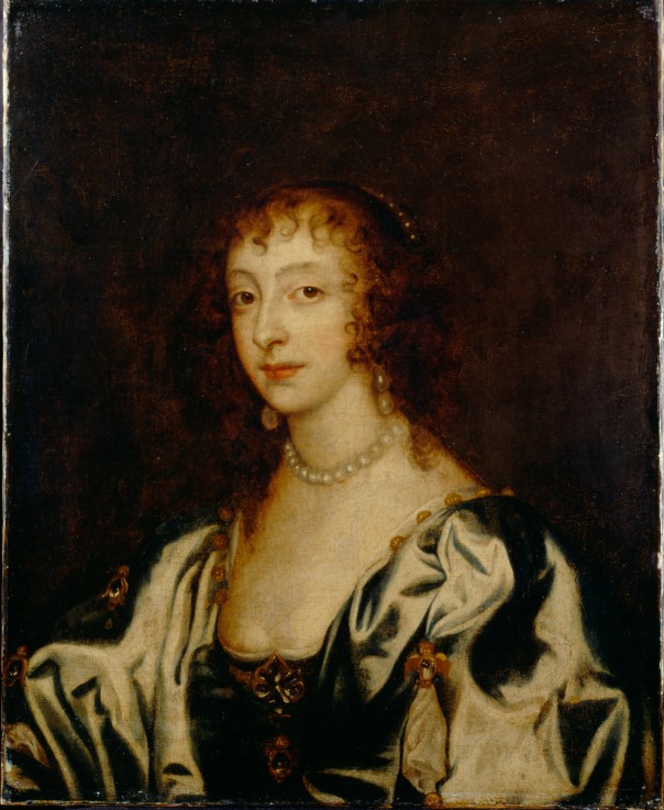 Portrait of Queen Henrietta Maria of France (1609-1669) van Sir Anthony van Dijck