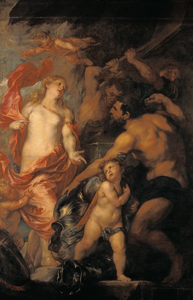 Venus asking Vulcan for the Armour of Aeneas van Sir Anthony van Dijck