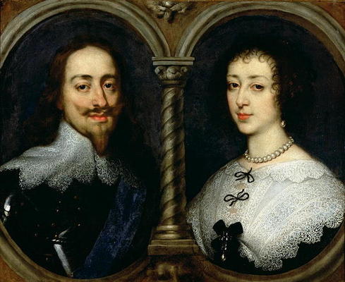 Charles I of England (1600-49) and Queen Henrietta Maria (1609-69) (oil on canvas) van Sir Anthony van Dyck